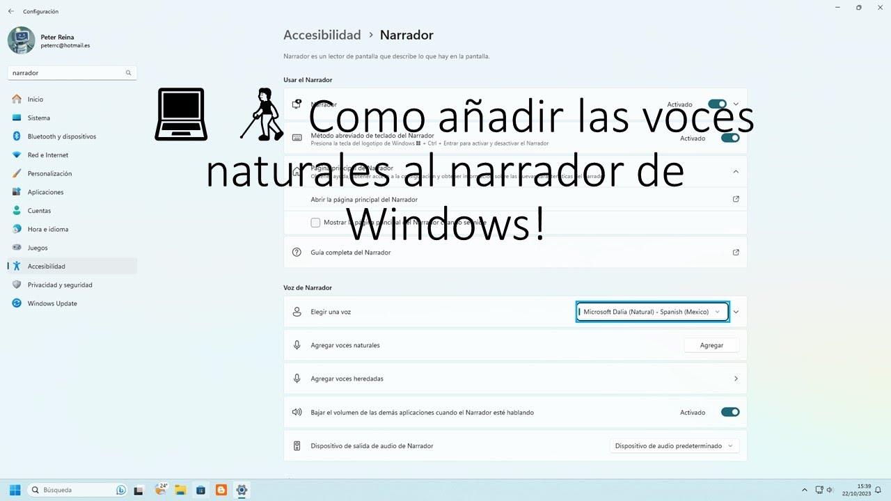 Opciones de voz en Windows 11