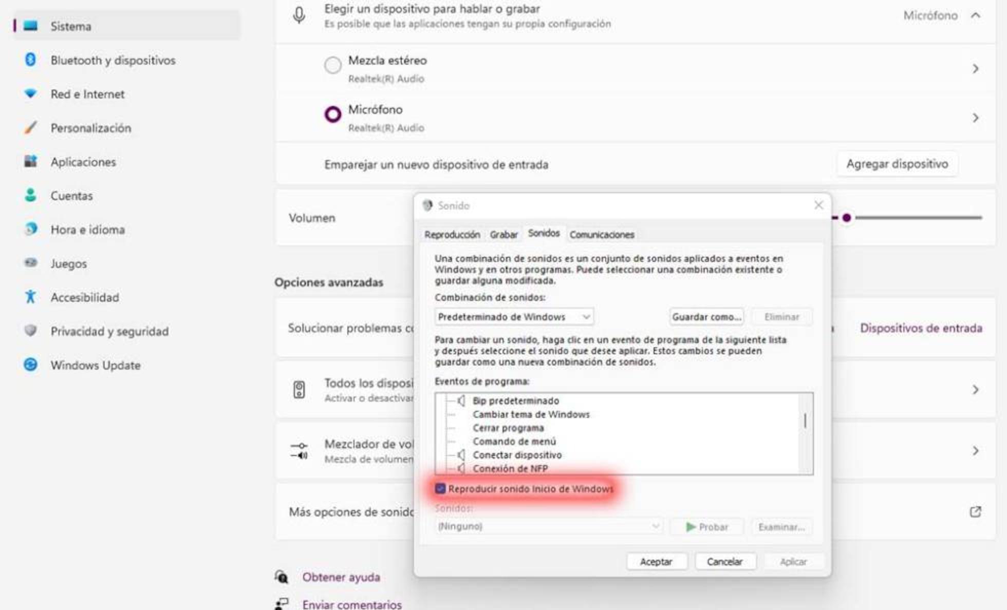 Configuración para eliminar jitter de sonido en Windows 11