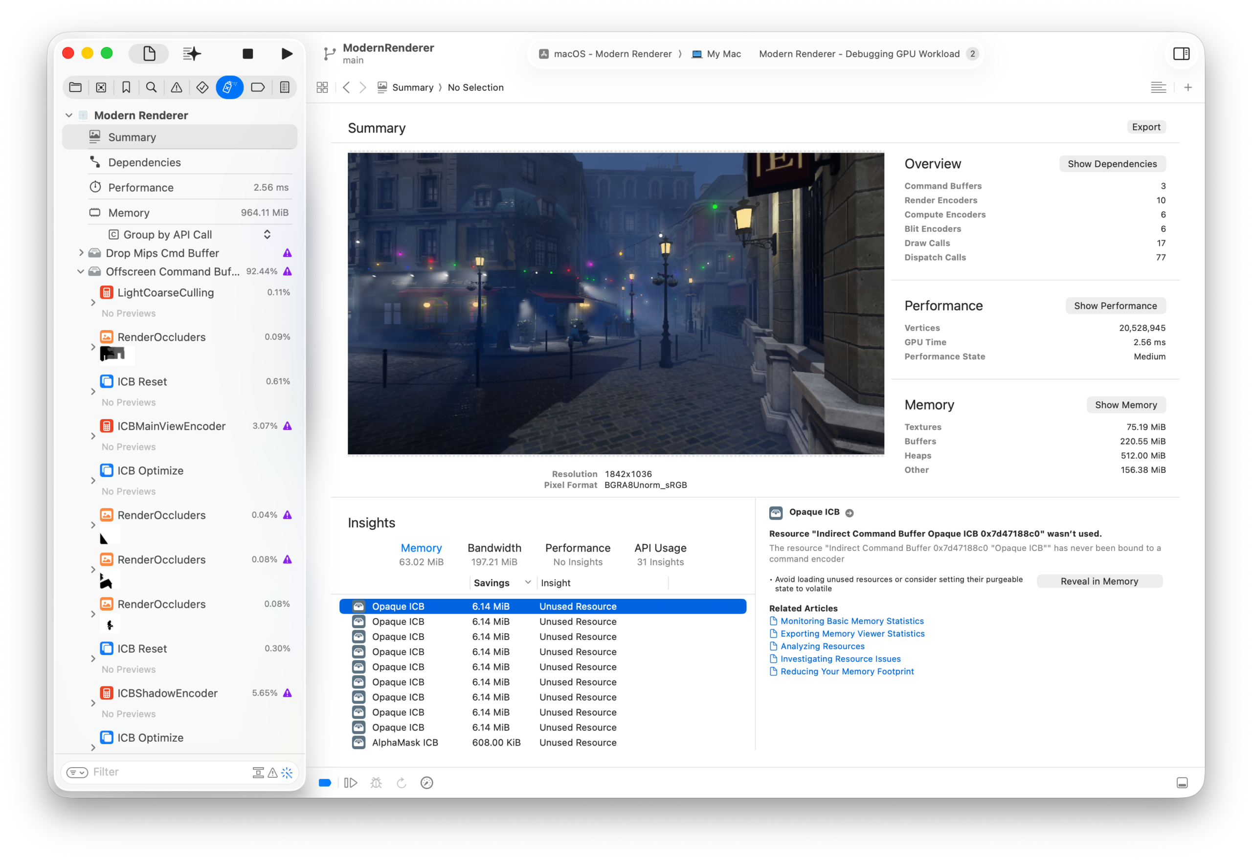 Optimización y profiling de Metal