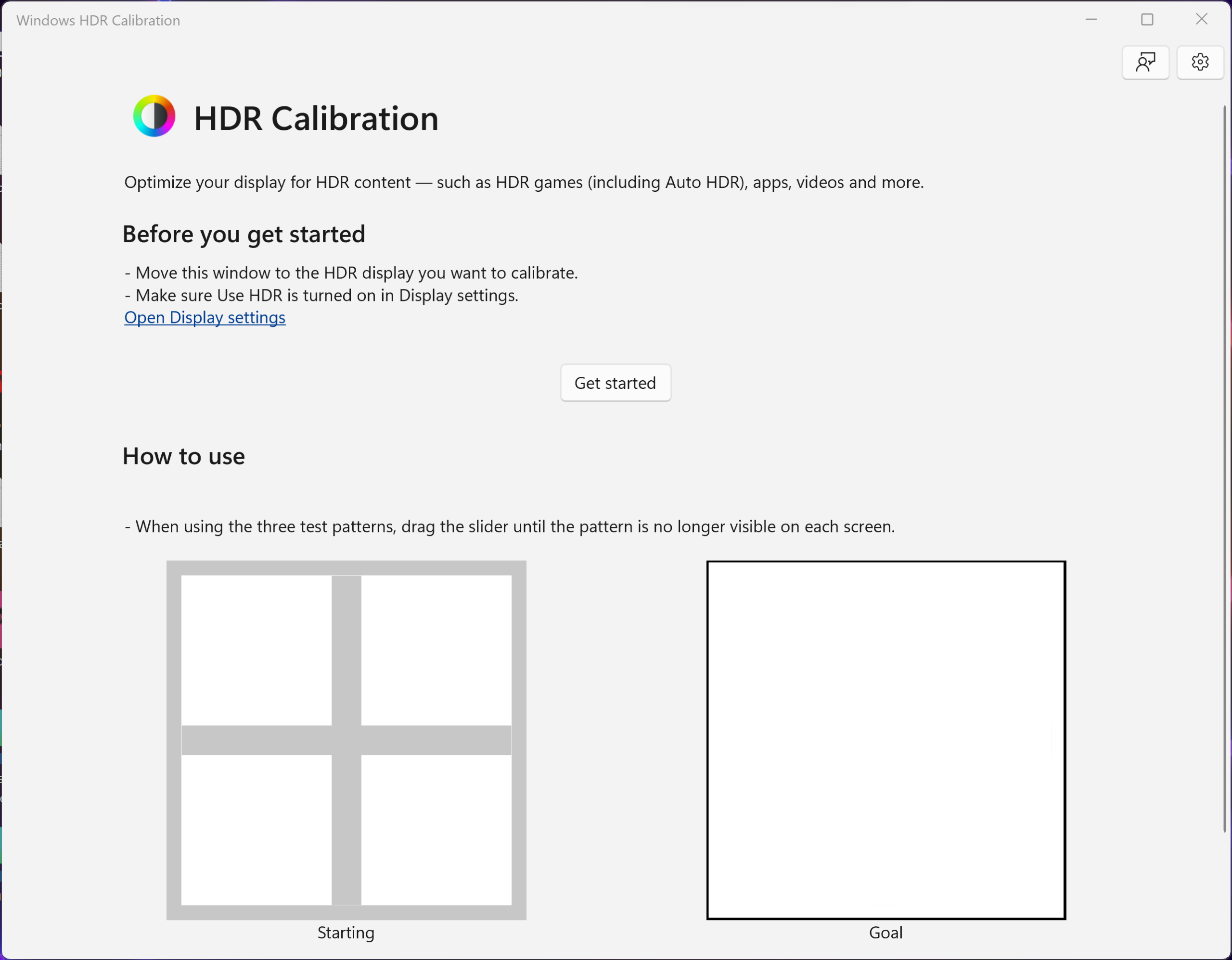 Interfaz de Windows HDR Calibration