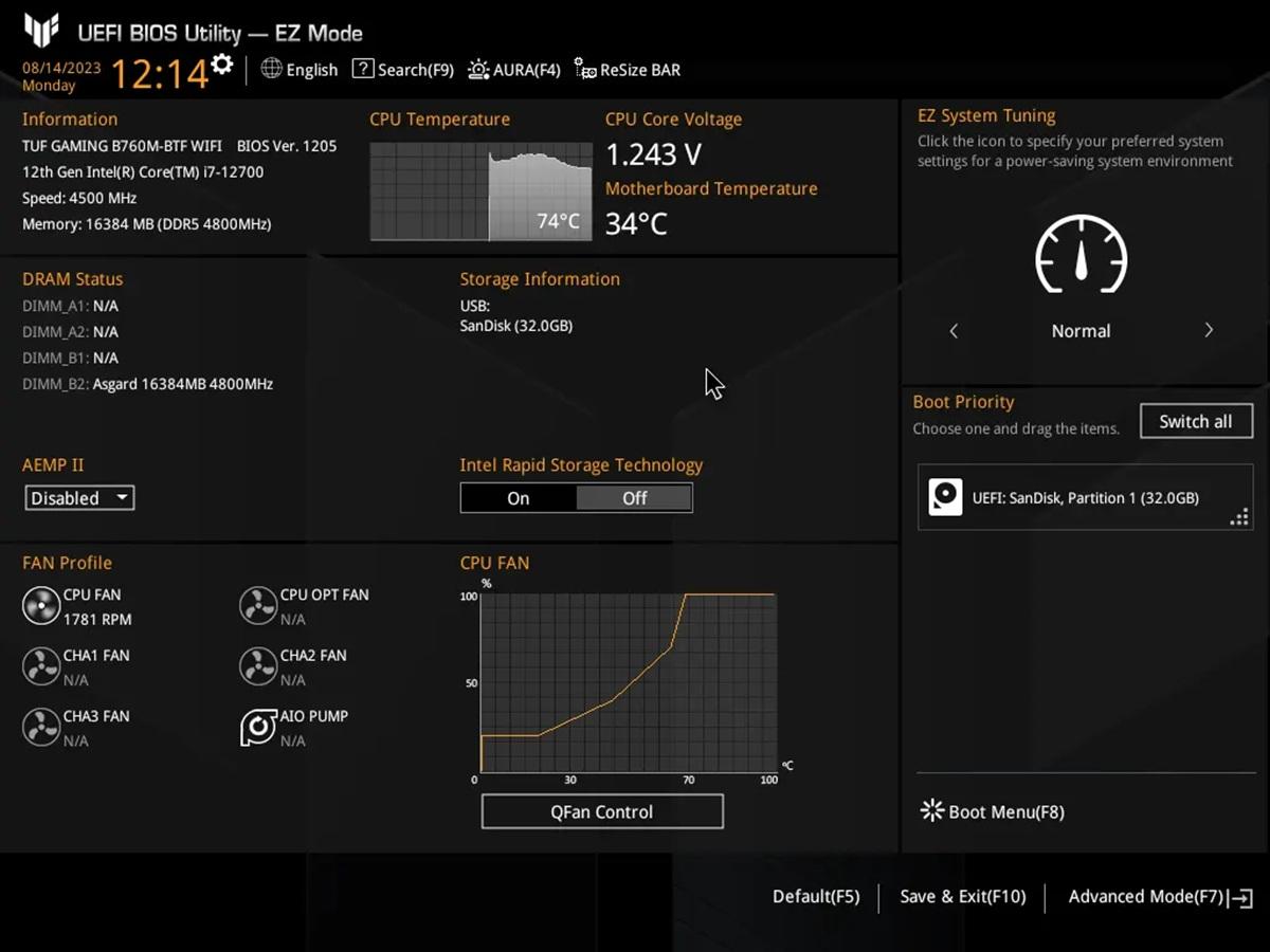 Configuración de curvas de ventiladores en UEFI