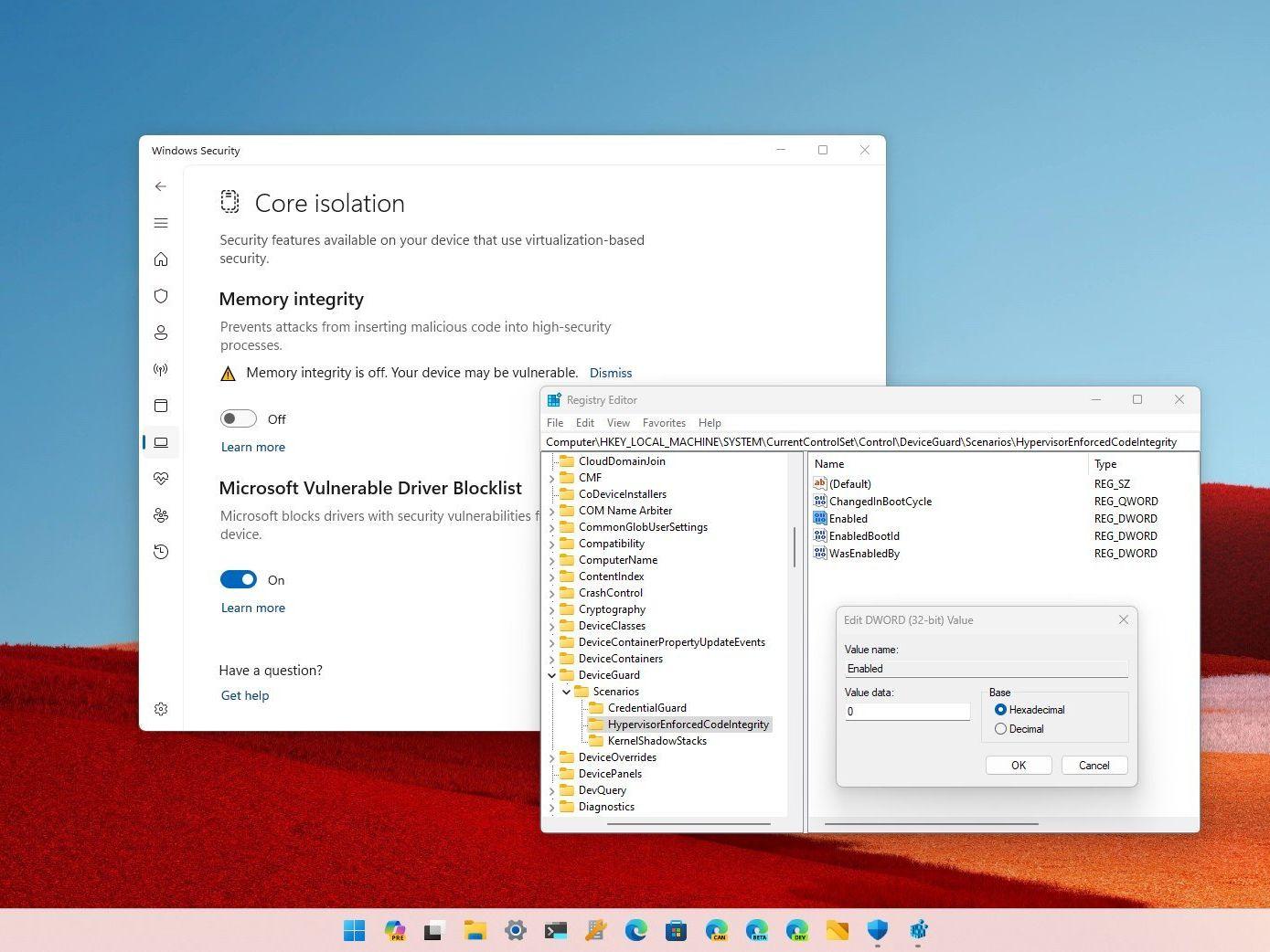 Requisitos para Memory Integrity en Windows 11