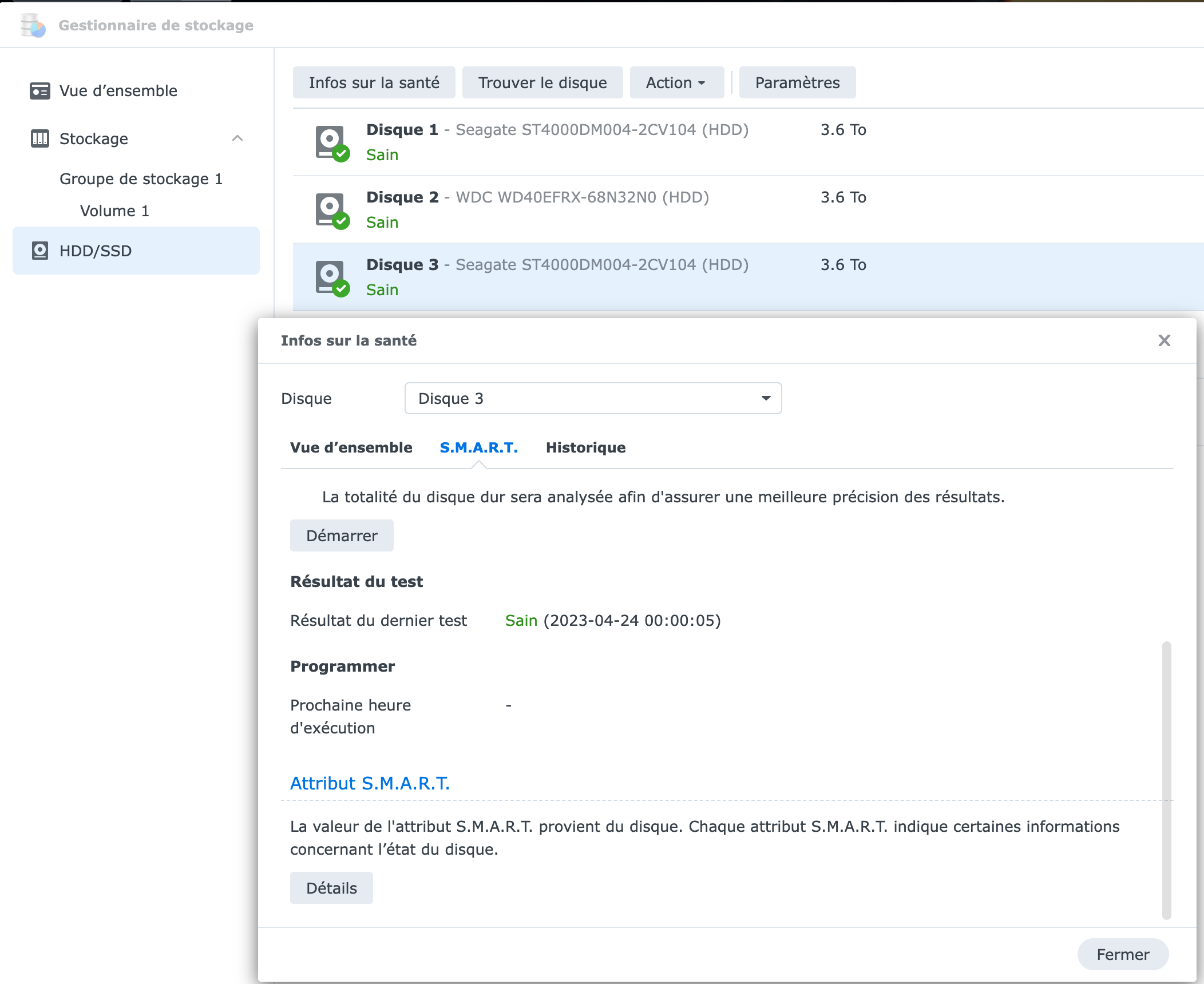 Comprobación SMART de discos en NAS