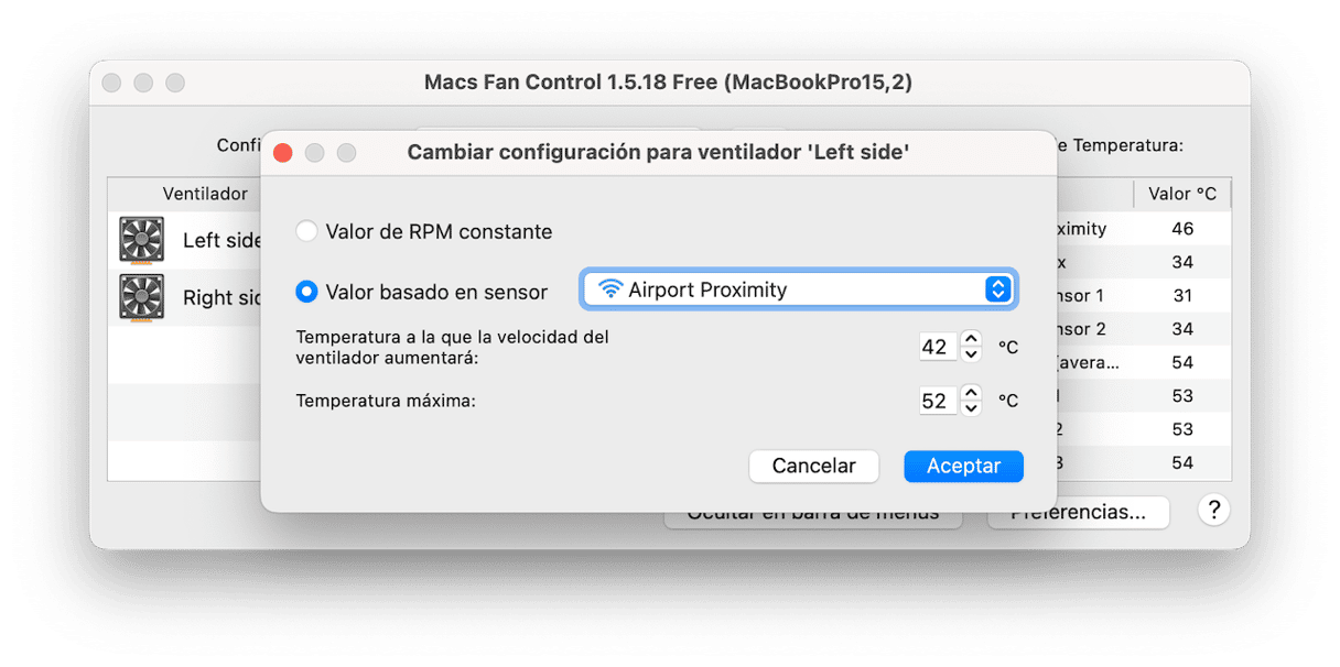 Interfaz de Fan Control para controlar ventiladores