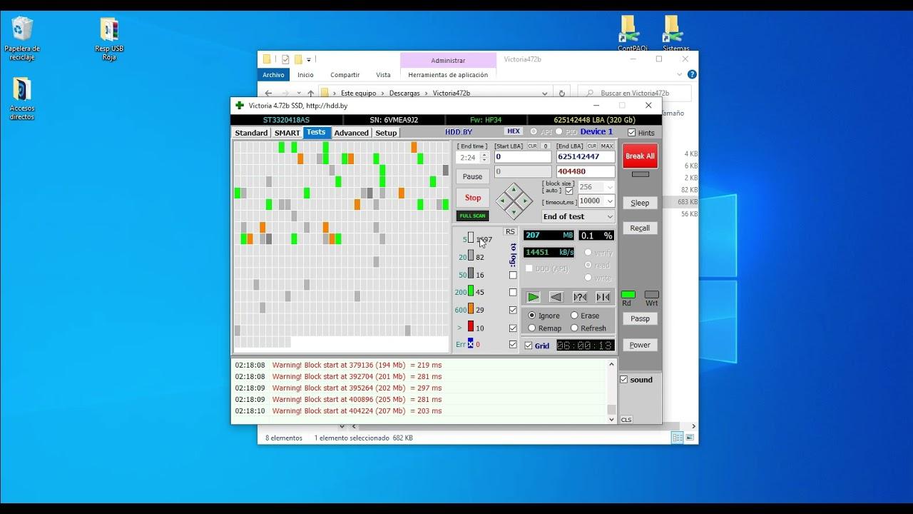 Prueba de disco duro con Victoria