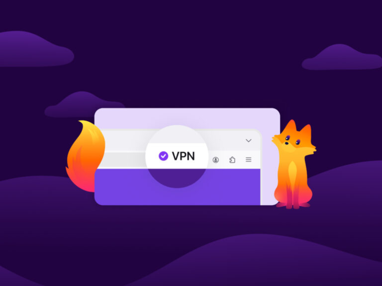 Interfaz de Firefox con VPN activada Interfaz de Firefox con VPN activada