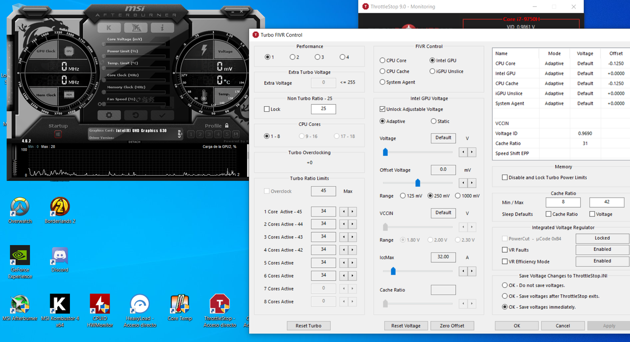 Curva de voltaje y frecuencia en MSI Afterburner