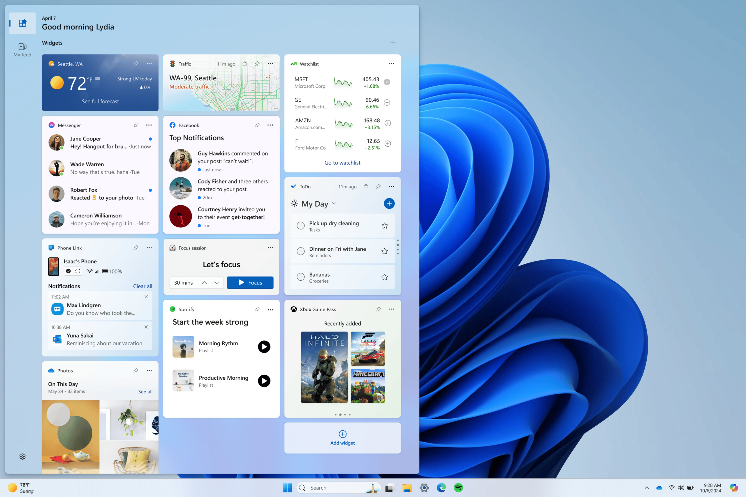 Opciones de noticias y feed de MSN en Windows 11