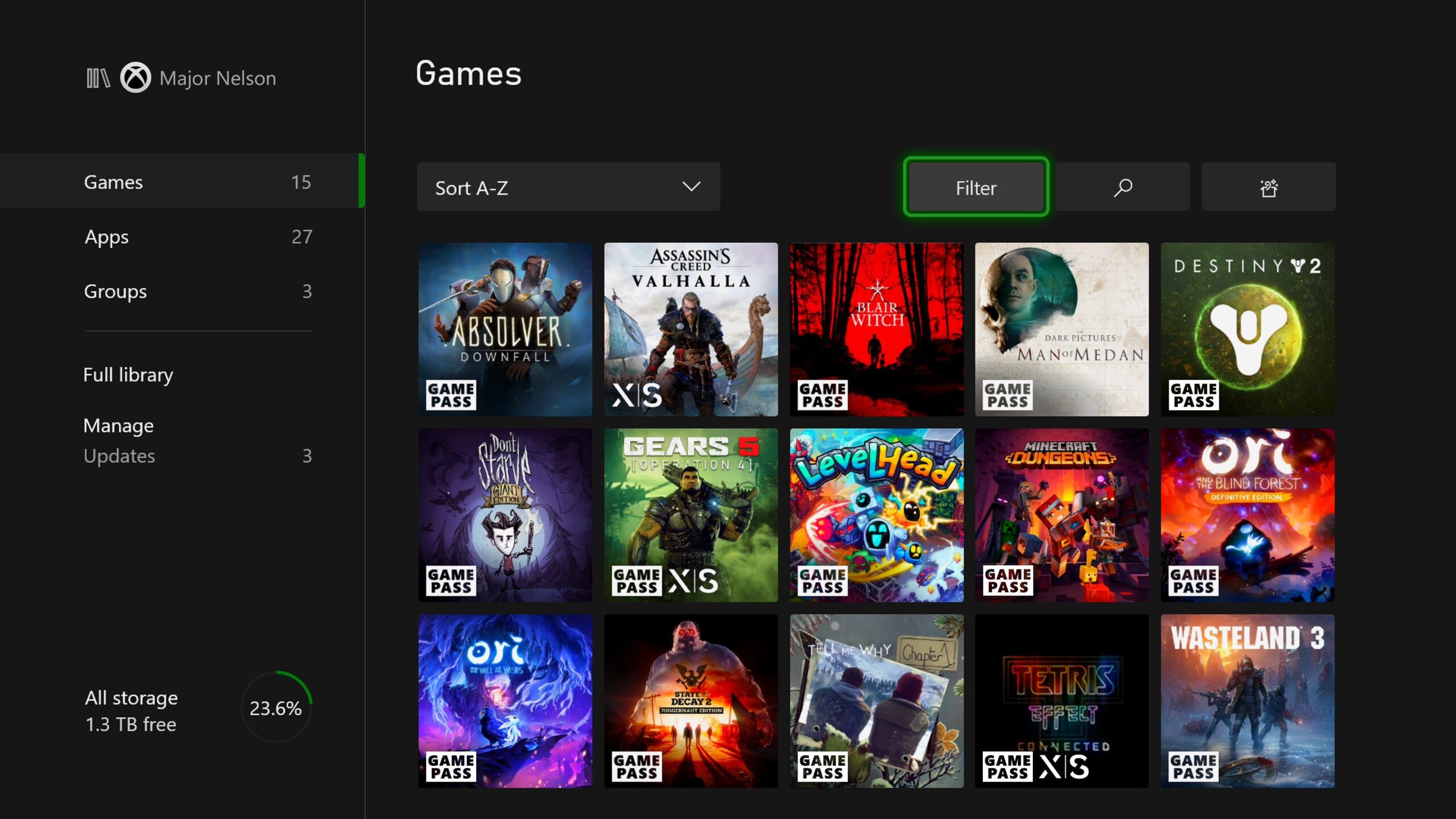 Interfaz de juegos Xbox