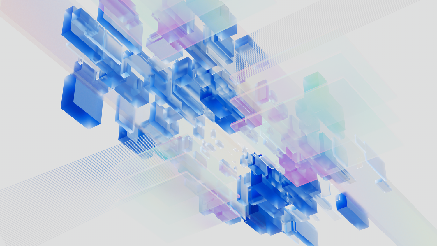 Representación abstracta de bloques digitales, simbolizando la construcción modular de aplicaciones low-code y no-code.