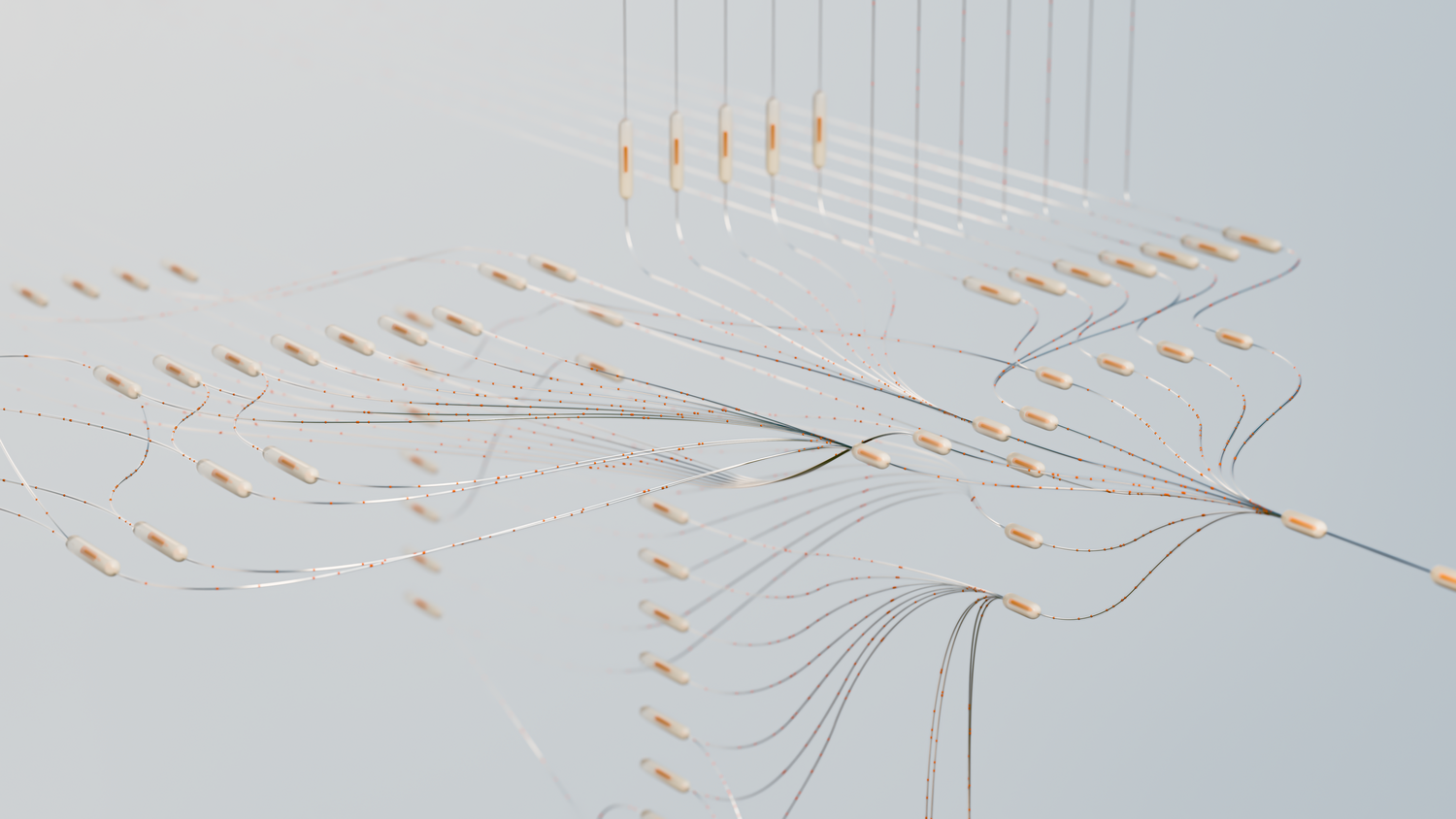 Representación abstracta de una red neuronal artificial, simbolizando la extracción de datos para alimentar modelos de lenguaje LLM.